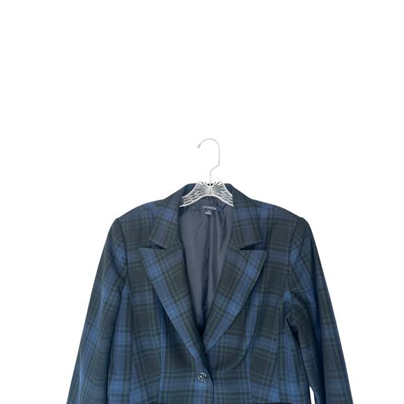 Chadwicks Blue Plaid Preppy Dark Academia Office Career Work Blazer Size 12 - Picture 3 of 12
